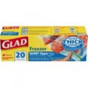 Glad Zipper Freezer Quart Size Bags, 20 Count (Pack of 12)