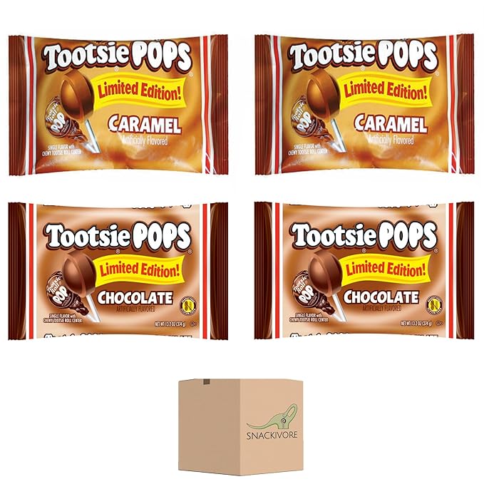 Tootsie Pops Limited Edition Bundle (2 Bags of Caramel and 2 Bags of Chocolate)