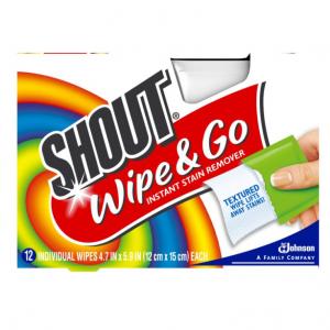 Shout Wipe & Go Instant Stain Remover Wipes (Pack Of 12, Wipes 12 Per Pack)