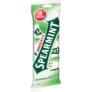 Wrigleys Spearmint Gum - 3 pack sleeve, 60 per case