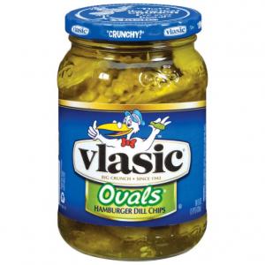 Vlasic Pickle Chips, Crunchy Hamburger Dills Ovals, 16 Fl. Oz, Glass Can