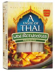A Taste Of Thai Wide Rice Noodles, Gluten Free Extra wide, 16 Oz