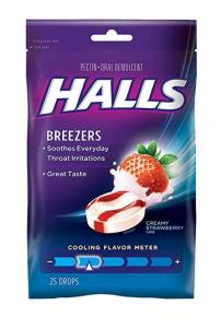 Halls Breezers Creamy Strawberry Throat Drops - 25 Drops (1 bag of 25 drops)