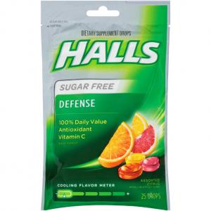 Halls Defense Sugar Free Assorted Citrus - 25 count bag, 48/case