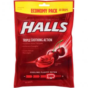 Mondelez Halls Lyptus Cherry Cough Drop 80count (PACK OF 12)