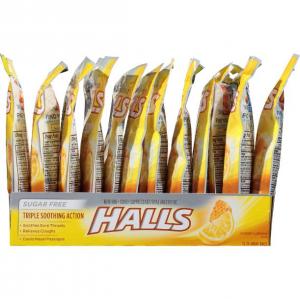 48 PACKS : Halls sugar free cough drops with honey-lemon - 25 dr