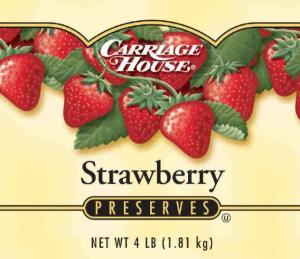 Carriage House Preserves Strawberry Jelly, Ready Ti Use (4 lb. Jars, 6 Per Case)
