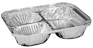 Handi Foil Aluminum Oblong Pan 3 Compartment Tray with Foil Board Lid - 250 per case.