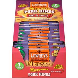 Lowreys Hot and Spicy Bacon Curls - 18 count box, 2 per case