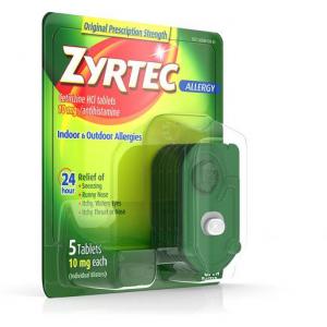 Zyrtec 10 Milligram 24 Hour Hives Relief, 5 Count (9-4 Pack)