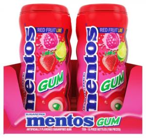 Mentos Sugar-Free Chewing Gum, Red Fruit Lime, Non Melting, 15 Piece Bottle (Pack of 10)