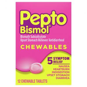 Pepto-Bismol Original Chewable Tablet, 12 Count (3-8 Pack)