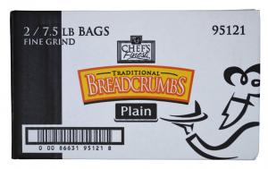 Chef's Finest Bread Crumbs, Fine Grind, Plain, 7.5 Pound