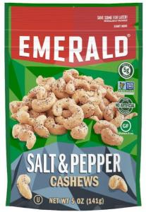 Emerald Nuts, Salt and Pepper Cashews, Stand Up Resealable Bag,