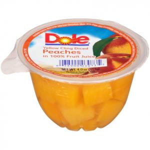 DOLE FRUIT BOWLS, Diced Peaches in 100% Fruit Juice, 4 Ounce (36 Cups)