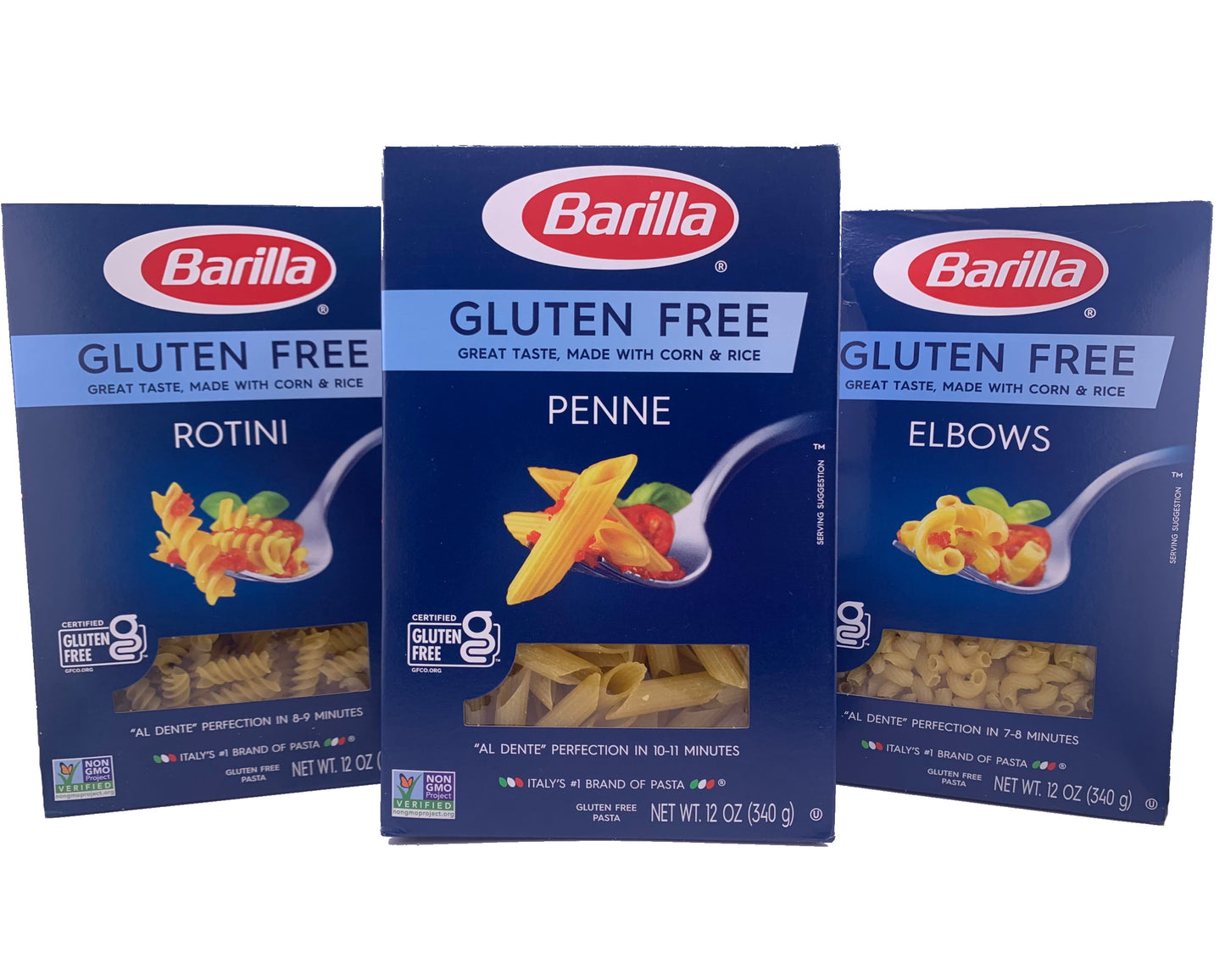 Barilla Gluten Free Pasta Variety 3 Pack- Penne, Rotini, Elbow