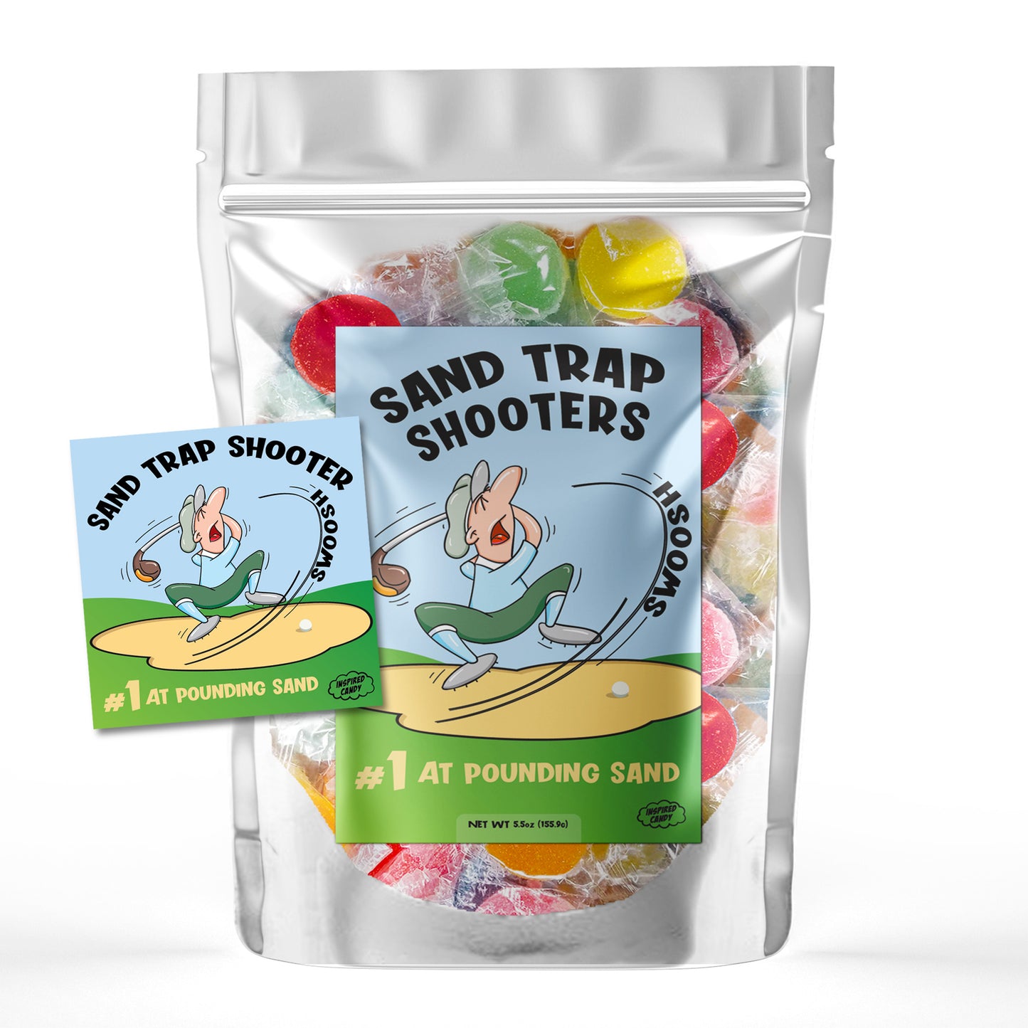 Sand Trap Shooters- #1 At Pounding Sand. Individually Wrapped Assorted Jelly Disk Candy, 5.5oz Bag