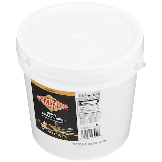Bay Valley Foods Hamburger 675 To 825 Count .25 Inch Crinkle Cut Spicy Pickle Slice Bulk, 1 x 2 GA Case - GS1 closed shipping case image