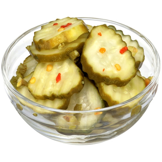 Bay Valley Foods Hamburger 675 To 825 Count .25 Inch Crinkle Cut Spicy Pickle Slice Bulk, 1 x 2 GA Case - GS1 plated product image