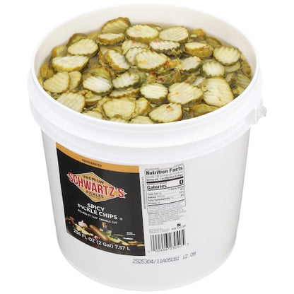 Schwartz's Hamburger 675 To 825 Count.25 Inch Crinkle Cut Spicy Pickle Slice Bulk, 1 x 2 GA Case - Condiments & Sauces