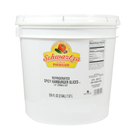 Bay Valley Foods Hamburger 675 To 825 Count .25 Inch Crinkle Cut Spicy Pickle Slice Bulk, 1 x 2 GA Case - Condiments &