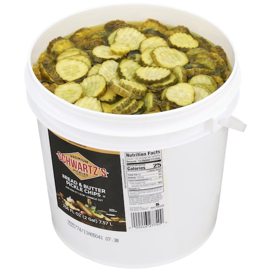 Schwartz's Bread & Butter 400 To 550 Count.313 Inch Crinkle Cut Pickle Slice Bulk, 1 x 2 GA Case - Condiments & Sauces