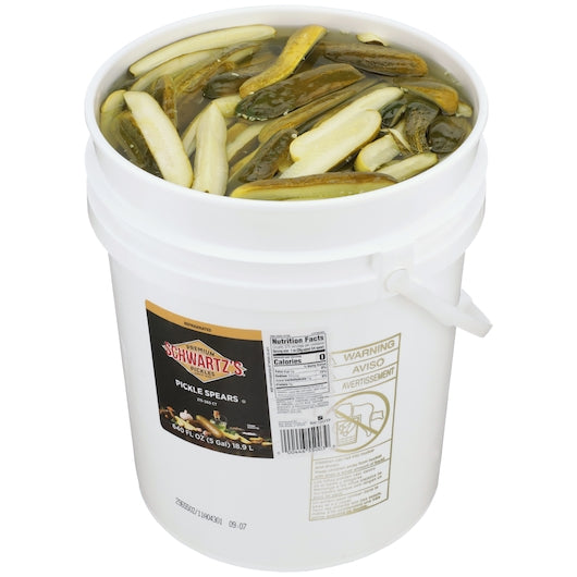 Schwartz's Kosher 215 To 265 Count Pickle Spear Bulk, 1 x 5 GA Case - Condiments & Sauces