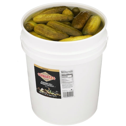 Schwartz's Kosher 45 To 55 Count Pickle Whole Bulk, 1 x 5 GA Case - Condiments & Sauces