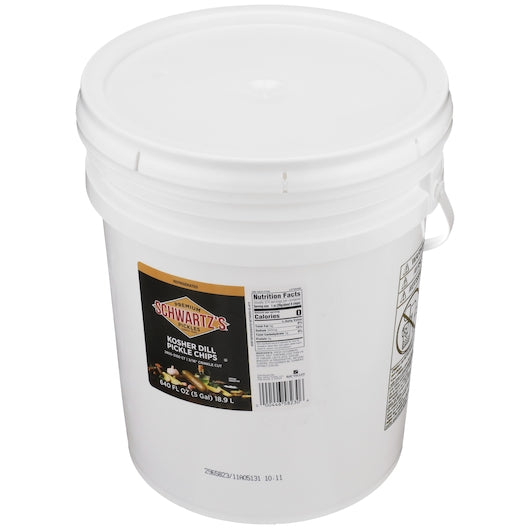 Schwartz's Kosher Hamburger 2850-3150 Count 3/16 Inch Pickle Slice Bulk, 1 x 5 GA Case - DOT product image 5