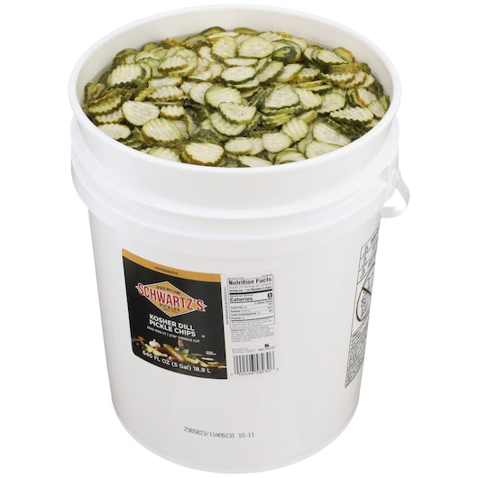 Schwartz's Kosher Hamburger 2850-3150 Count 3/16 Inch Pickle Slice Bulk, 1 x 5 GA Case - DOT product image 8