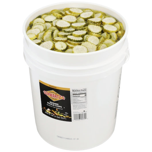 Schwartz's Kosher 1125-1345 Count.313 Inch Crinkle Cut Pickle Slice Bulk, 1 x 5 GA Case - Condiments & Sauces