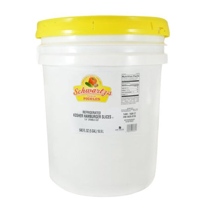 Bay Valley Foods Kosher Hamburger 1400-1600 Count .25 Inch Crinkle Cut Pickle Slice Bulk, 1 x 5 GA Case - Condiments &