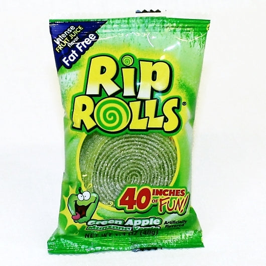 Rip Rolls Green Apple Display Carton, 12 x 24 x 1.4 oz Case - Candy & Confections