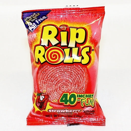 Rip Rolls Strawberry Display Carton, 12 x 24 x 1.4 oz Case - Candy & Confections