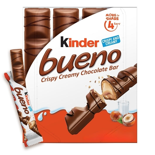 Kinder Bueno Milk Chocolate And Hazelnut Cream Candy Bar, 16 x 8 x 3 oz Case - Candy & Confections