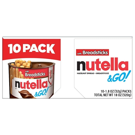 Nutella & Go! Hazelnut Spread With Breadsticks, 4 x 18 oz Case - Breads, Rolls & Buns