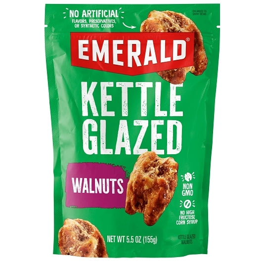 Emerald Nuts Kettle Glazed Walnuts Resealable Bag, 6 x 5.5 oz Case - Nuts & Seeds