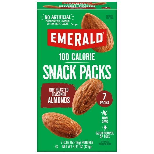 Emerald Dry Roasted Almonds - 100 Calorie Pack, 12 x 7 x 4.41 oz Case - Nuts & Seeds