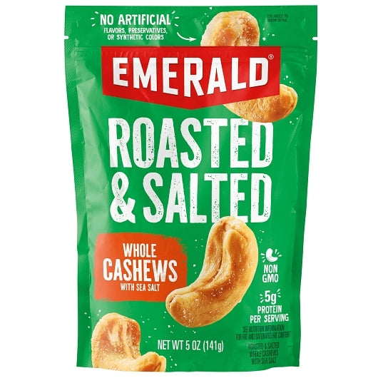 Emerald Roasted & Salted Whole Cashews, 6 x 5 oz Case - Nuts & Seeds