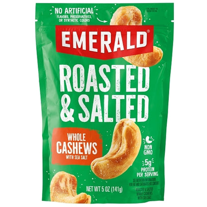 Emerald Roasted & Salted Whole Cashews, 6 x 5 oz Case - Nuts & Seeds