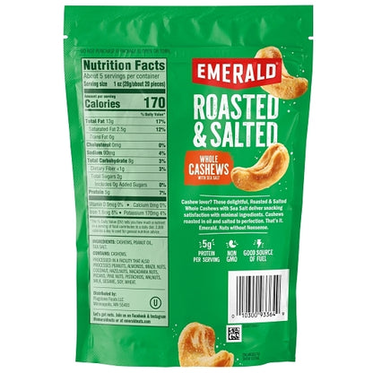 Emerald Roasted & Salted Whole Cashews, 6 x 5 oz Case - DOT product image 8