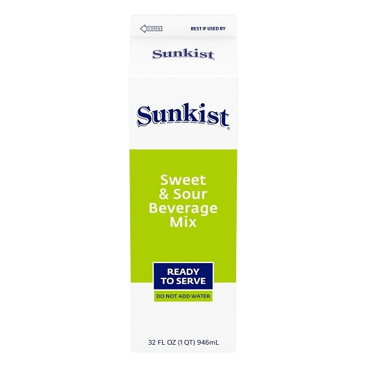 Sunkist Sweet Sour Lemon Cocktail Mixer, 12 x 32 fl oz Case - Beverages
