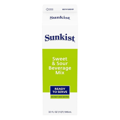 Sunkist Sweet Sour Lemon Cocktail Mixer, 12 x 32 fl oz Case - Beverages
