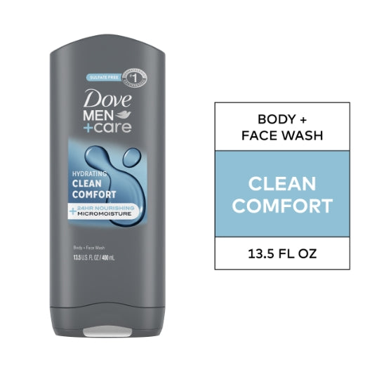 Uniliver Dove Mens Men+Care Clean Body And Face Wash, 6 x 13.5 fl oz Case - Nutrition facts label