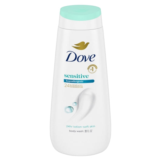 Dove Sensitive Skin Body Wash, 6 x 11 fl oz Case - Front/center packaged product image