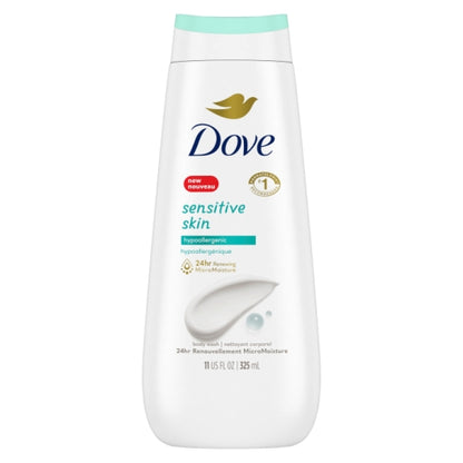 Dove Sensitive Skin Body Wash, 6 x 11 fl oz Case - Front/center packaged product image