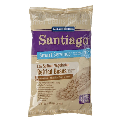 Santaigo Whole Vegetarian Refried Beans Santiago Vegetarian With Whole Beans, 6 x 26.25 oz Case - Prepared Foods