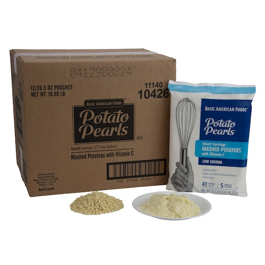 BAF Potato Pearls Smart Servings Low Sodium Mashed Potatoes, 12 x 26.5 oz Case - GS1 related-product family image