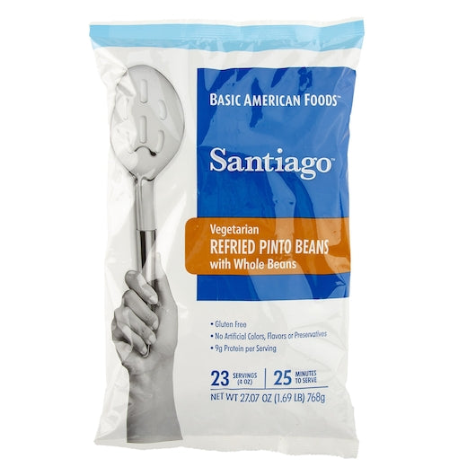 BAF Santiago Vegetarian Refried Pinto Beans, 6 x 27.09 oz Case - Beans & Legumes