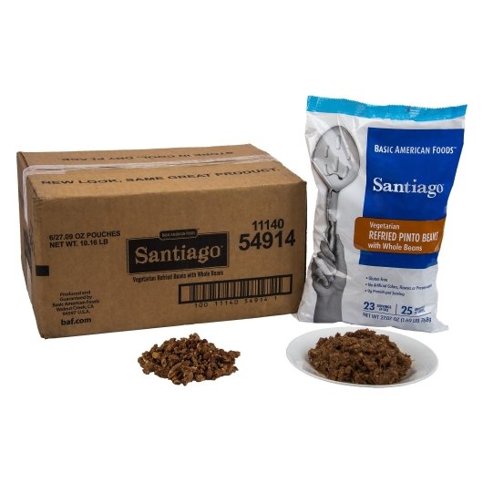 BAF Santiago Vegetarian Refried Pinto Beans, 6 x 27.09 oz Case - DOT product image 6